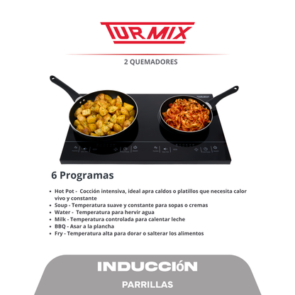 Parrilla de Inducción 2 Quemadores